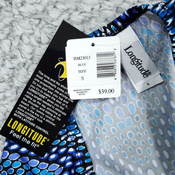 SKIRT ONLY Longitude Swim Coverup Skirt Blue Geometric Dot Size Small Beachwear - Picture 4 of 4